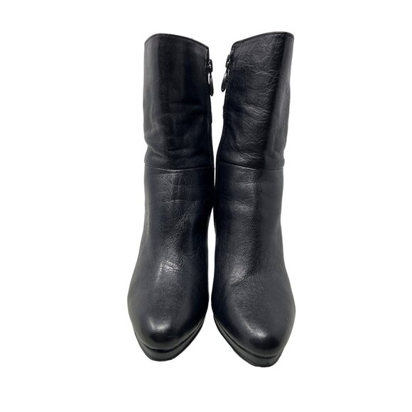 Tahari Boots Size 6 Goodwin Leather Ankle Stiletto Heel Zip Almond Toe Black - Picture 3 of 8